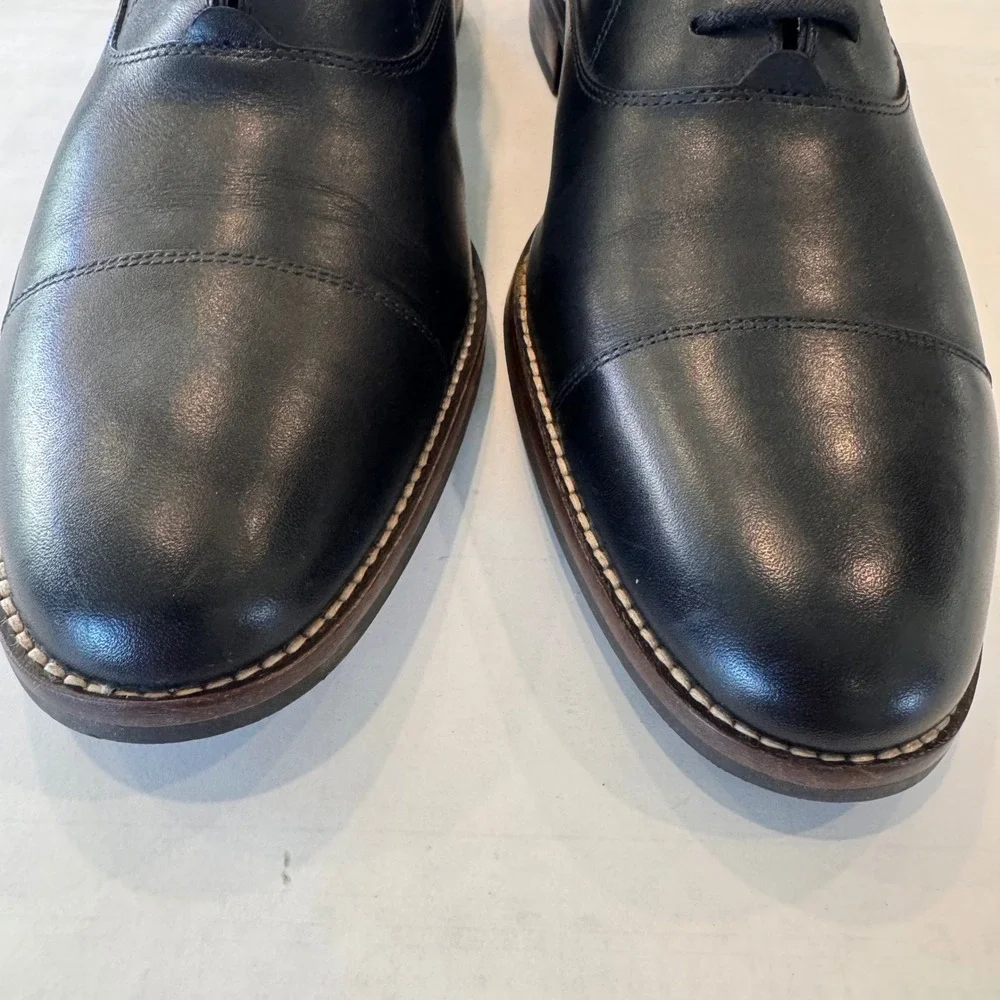 Cole Haan Grand.OS Lenox Hill Men 9.5 M Black Leather Cap Toe Oxford‎ C13082